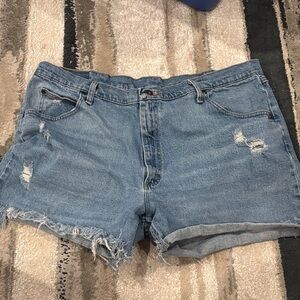 Wrangler Light Blue Distressed Jean Shorts